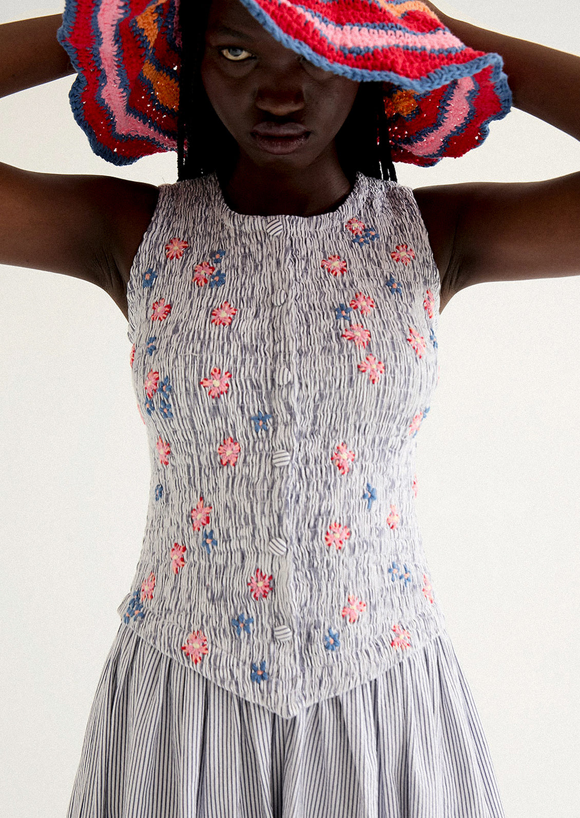 Laila Embroidered Seersucker Dress LEIF Laila Embroidered Seersucker Dress LEIF
