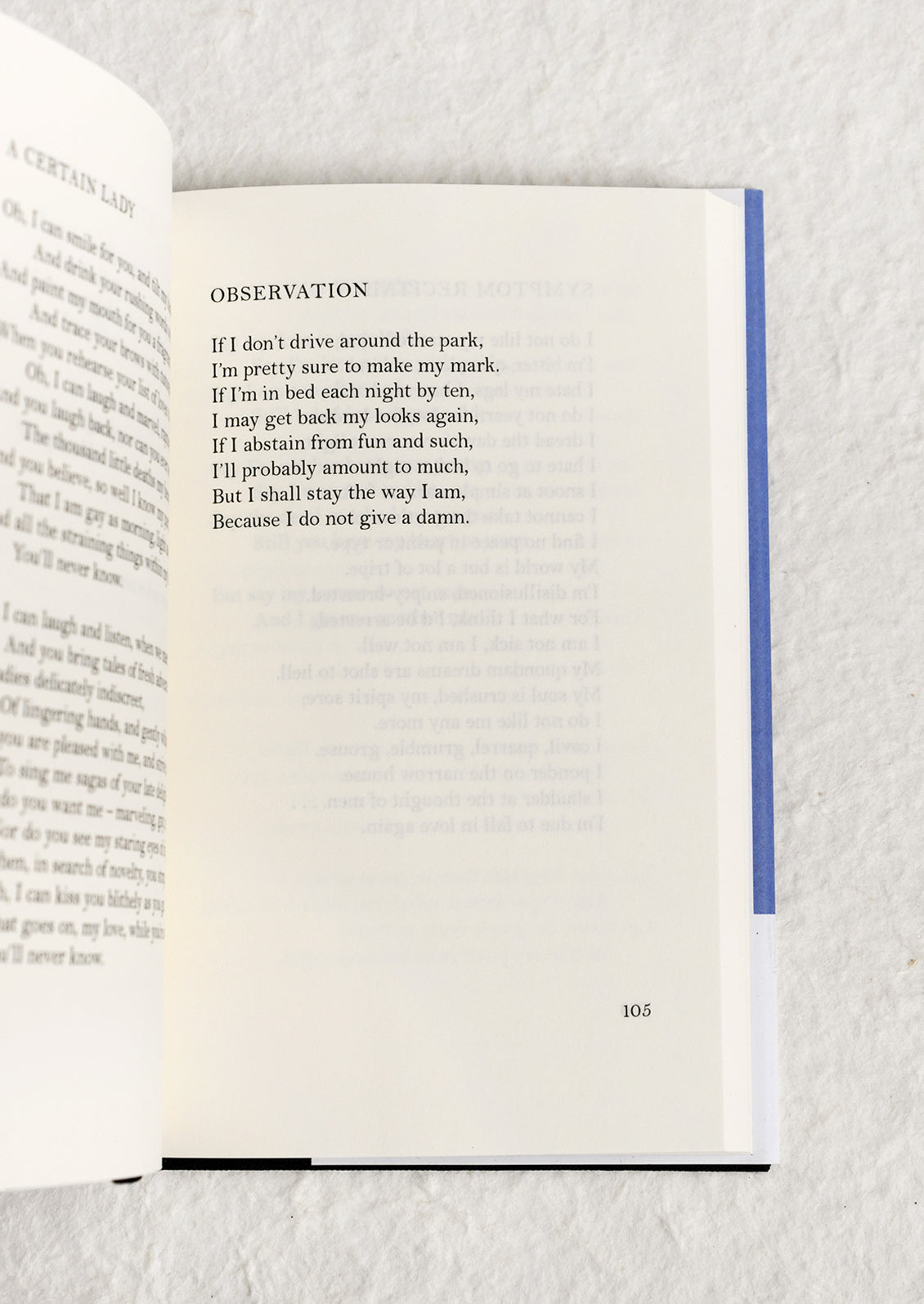 A book open to a page of a poem titled "Observation".