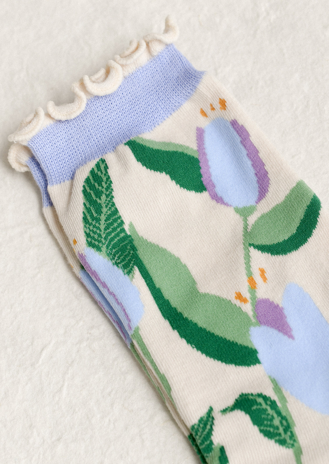 Socks with floral pattern on a light background