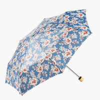 French Blue / Rust: A light blue and red floral print umbrella.