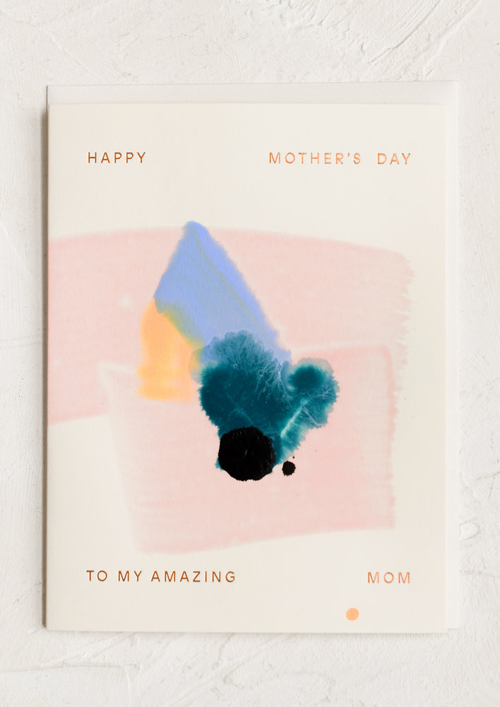 An abstract pattern card with text reading "Happy Mother's Day To My Amazing Mom".