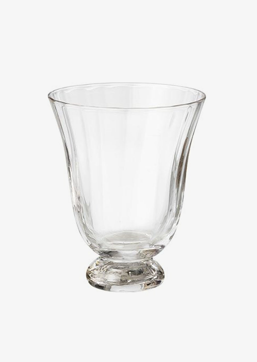 Clear: A footed water glass in clear.