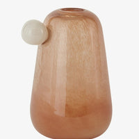 Light Brown: A glass vase in brown with white "bauble" knob detailing at top.