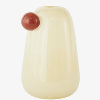 Vanilla: A glass vase in vanilla with brown "bauble" knob detailing at top.