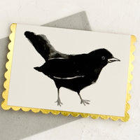 Blackbird: A scalloped edge greeting card with blackbird.