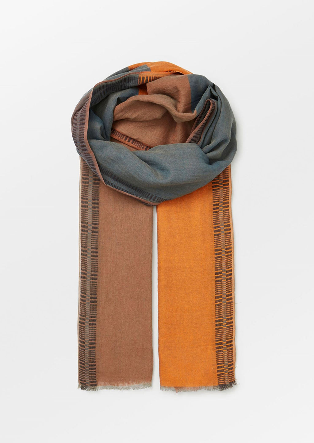 2: A semi sheer cotton scarf in multicolor check pattern.