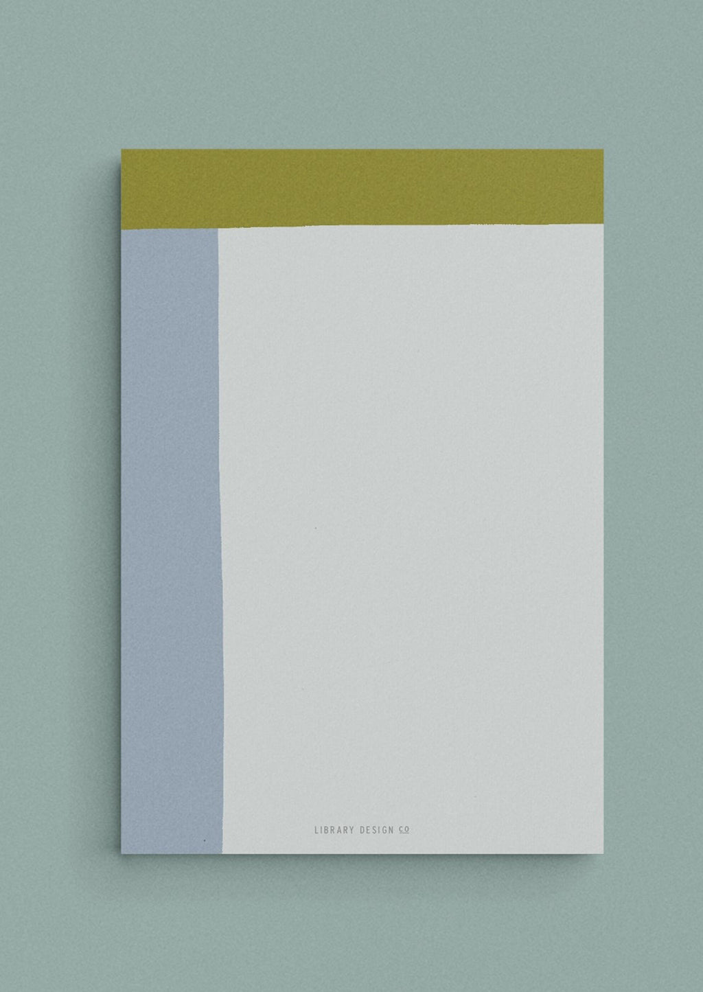 Periwinkle Multi: A colorblock notepad in periwinkle and olive.