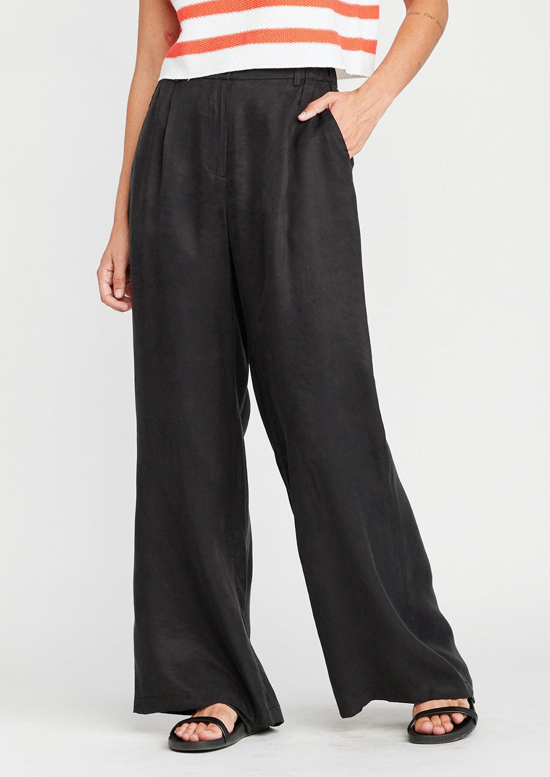 Caroline Pant in Black Cupro – LEIF