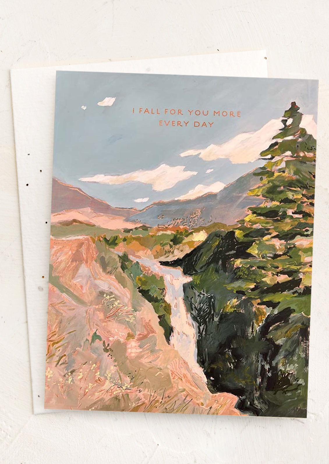 A card reading "I fall for you more every day".