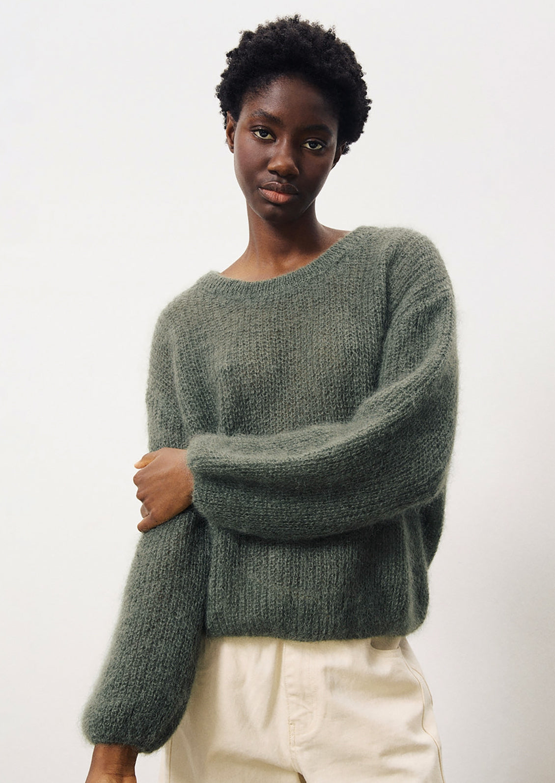 Grey Mohair Sweater AGNÈS Wool Sweater In Ash Grey 100% Cruelty Free Mohair Wool L