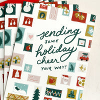 3: A holiday card set reading "Sending some holiday cheer your way!".