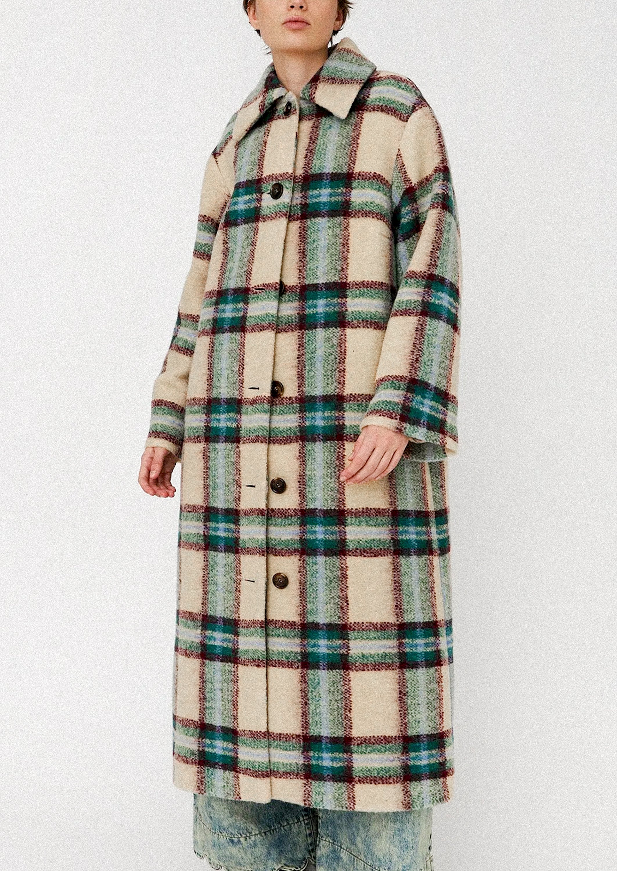 Wool Blend Coat in Checks – LEIF