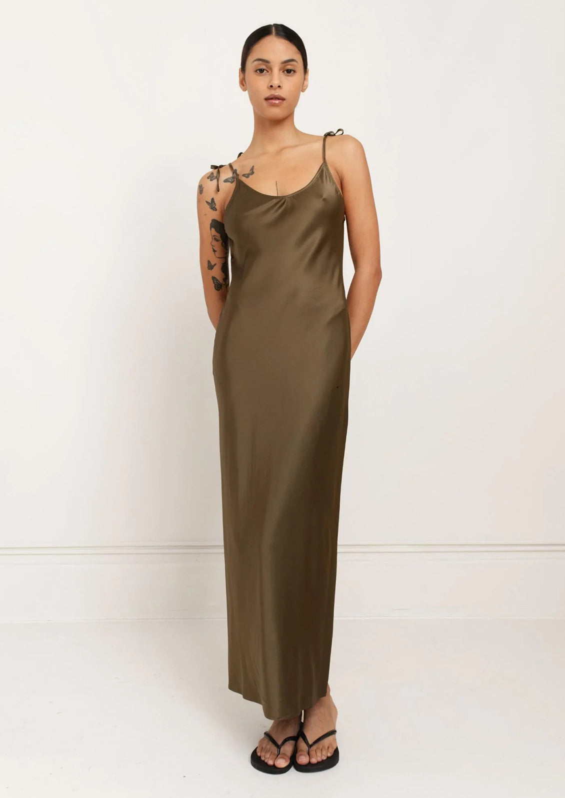 Bella Slip Dress Dark Olive / Extra Small Bella Slip Dress Dark Olive / Extra Small