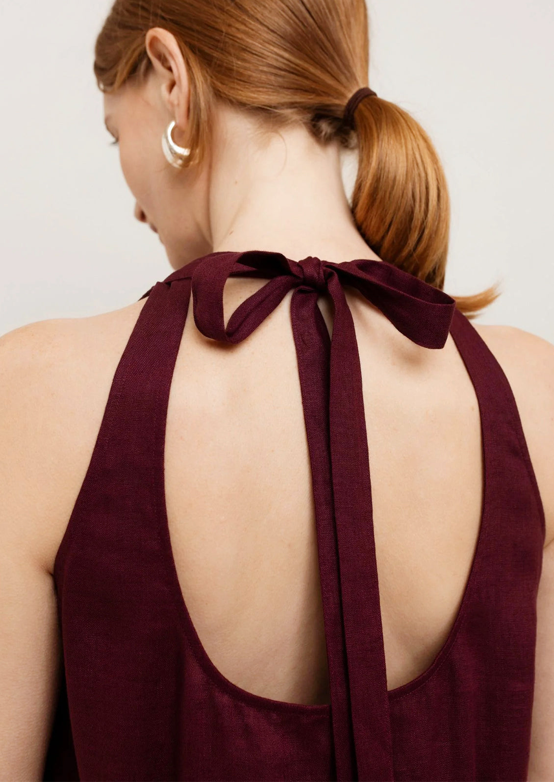Lillian Open Back Linen Dress Fig / Medium
