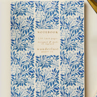 Blue Flora: A blue and white floral print notebook.