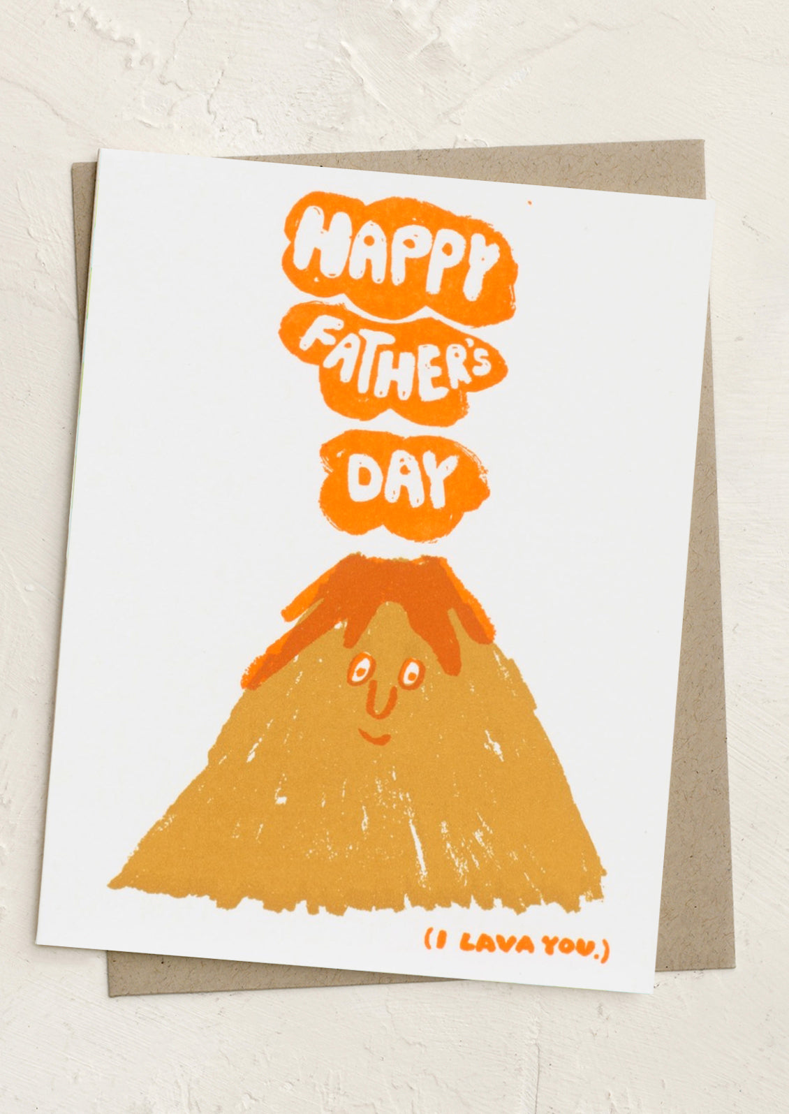 A card with image of volcano, text reads "Happy Father's Day I Lava You".