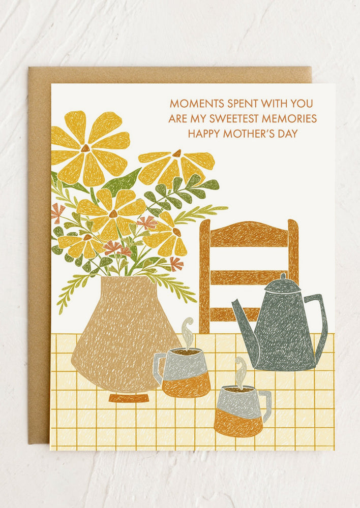 A card reading "Moment's spent you with are my sweetest memories Happy Mother's Day".