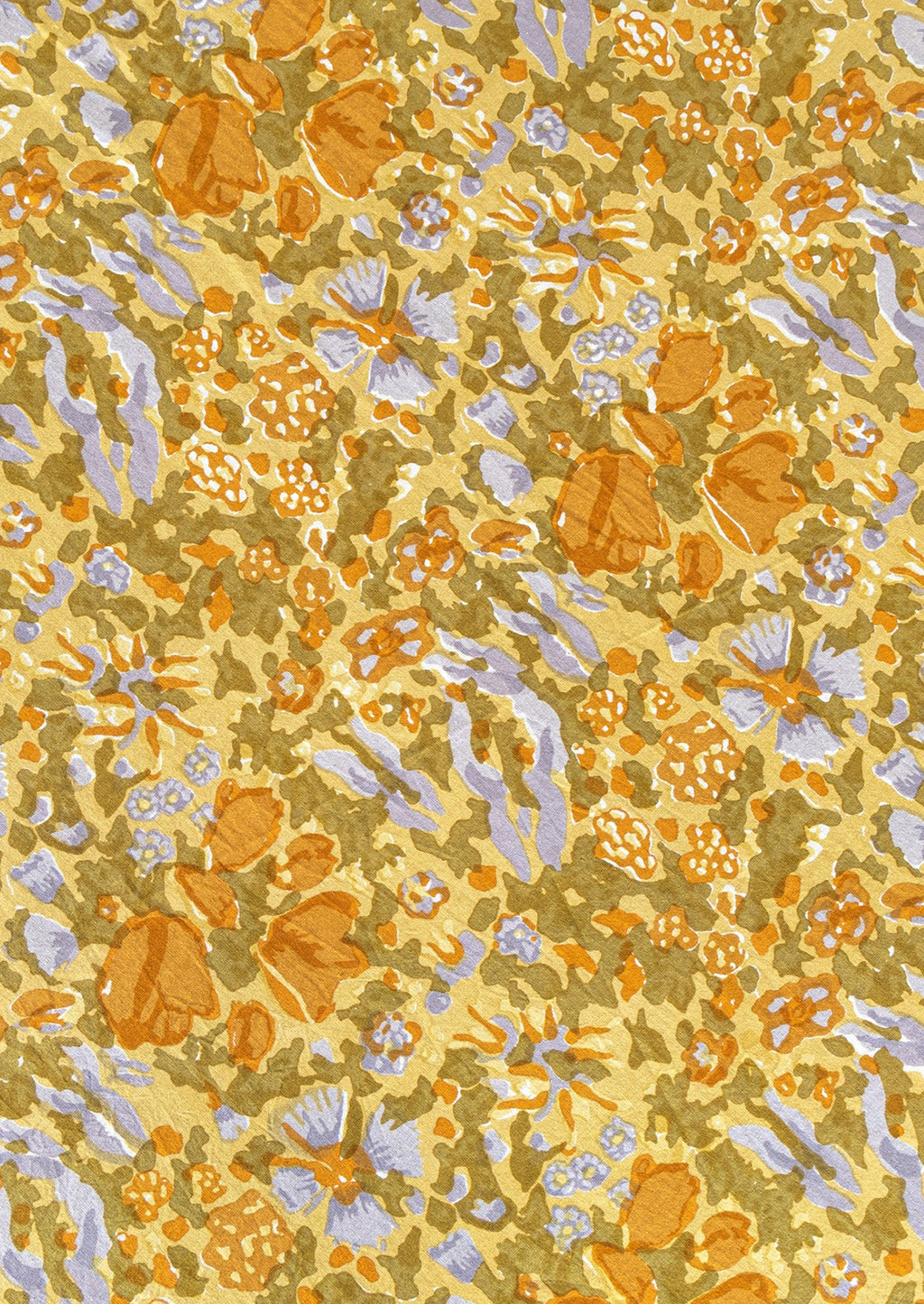 3: A mustard floral print tablecloth.