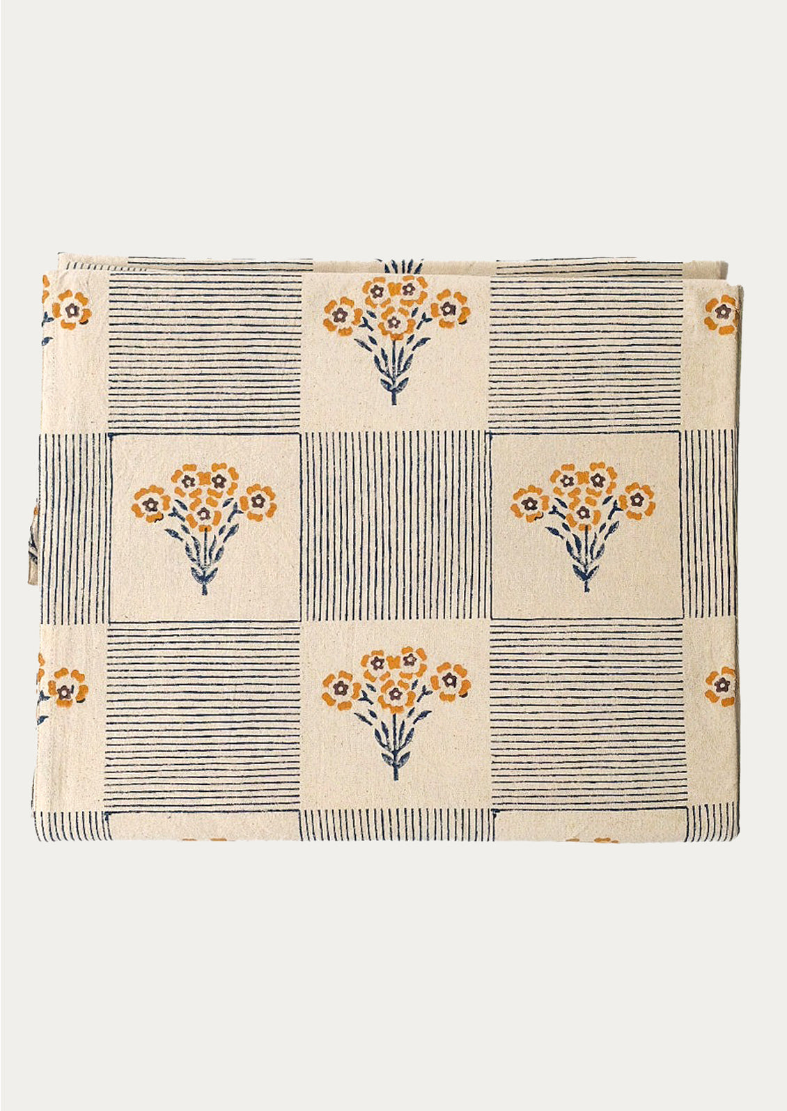 A block print floral checker print on cotton.