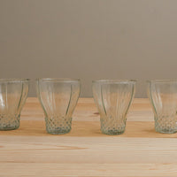 3: Glasses in bell shape with hobnail detailing.