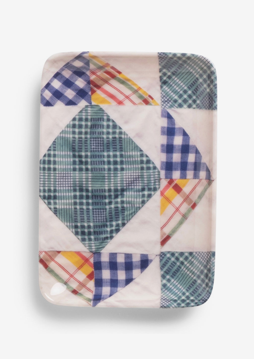 Small / Quilt Multi: A patterned melamine tray in quilt pattern.