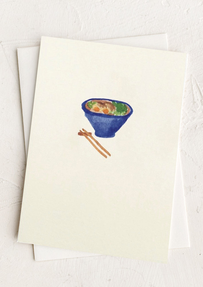 1: A blank card with illustration of bowl of ramen.