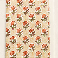 Small Peach Floral: A block print card with peach and beige floral.