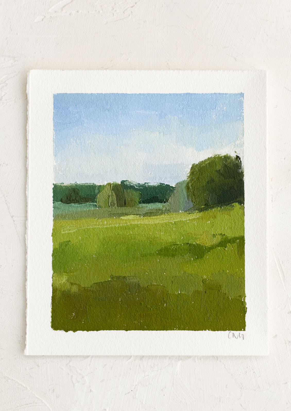 An original landscape oil painting on paper.