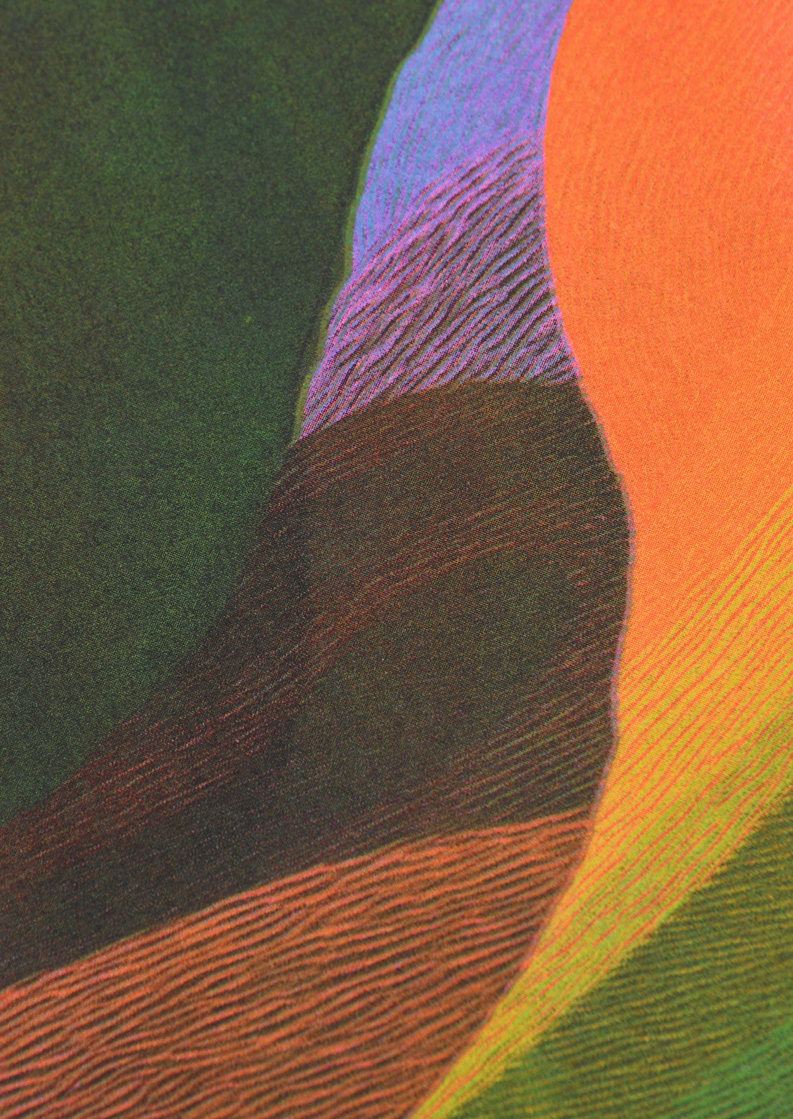 A colorful risograph art print of abstract soundwaves pattern.