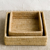 1: Square nesting raffia catchall baskets.
