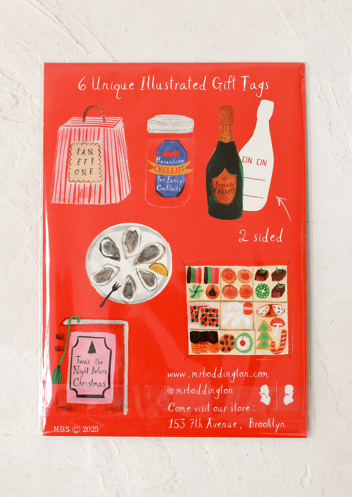 A set of gift tags in assorted festive shapes.