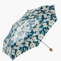 Teal / Olive Green: A teal and olive green floral print umbrella.