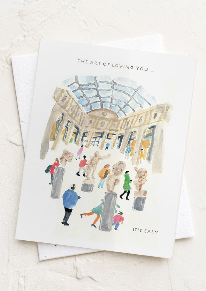 1: A card with illustration of art museum, text reads "The Art of loving you... it's easy".