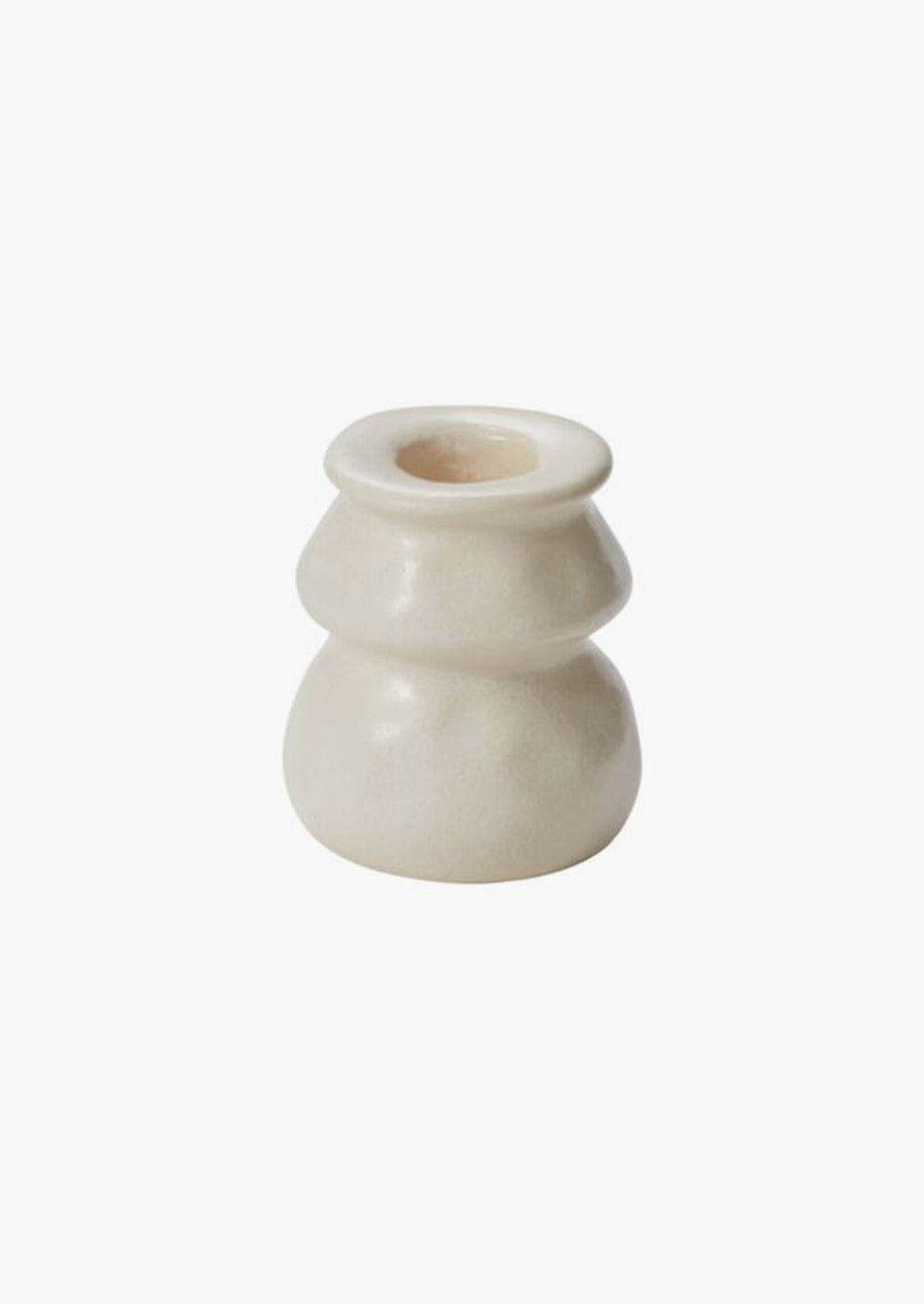 Short: Satin finish ceramic candleholders in white.