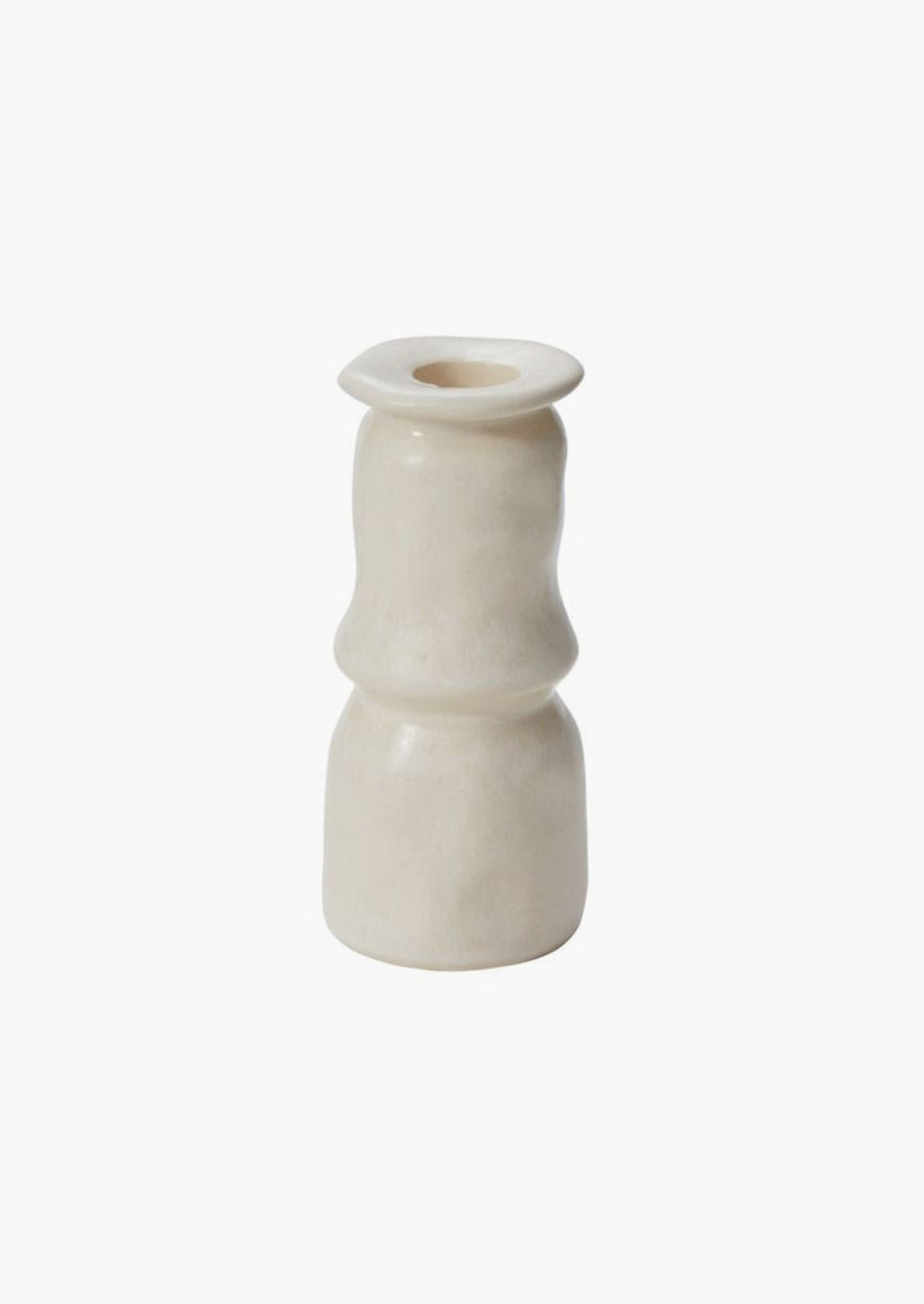 Tall: Satin finish ceramic candleholders in white.