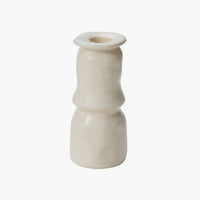 Tall: Satin finish ceramic candleholders in white.