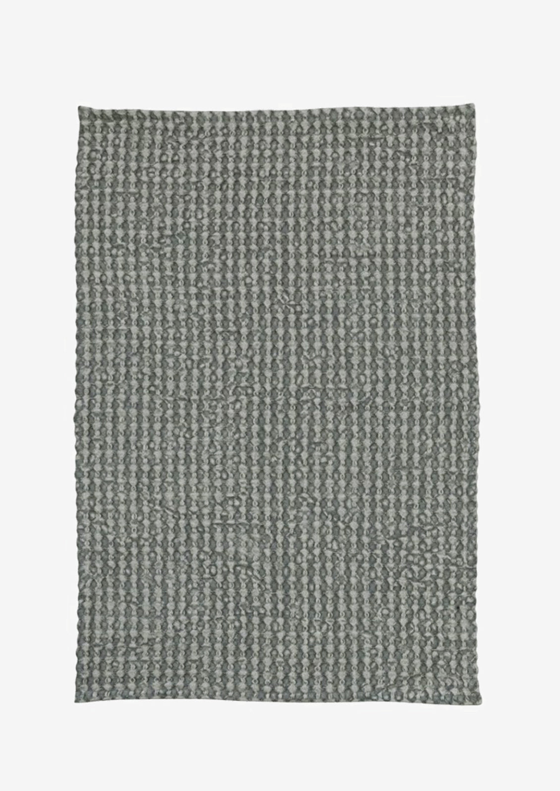 A blue sage color waffle weave dish towel.