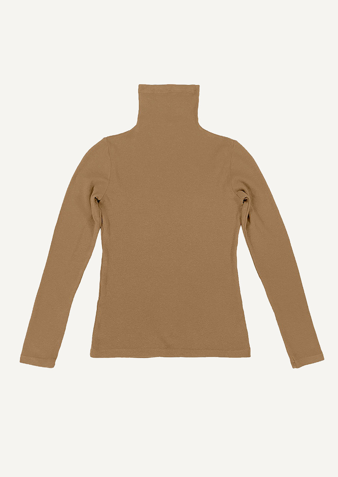 A turtleneck t-shirt in coyote brown.