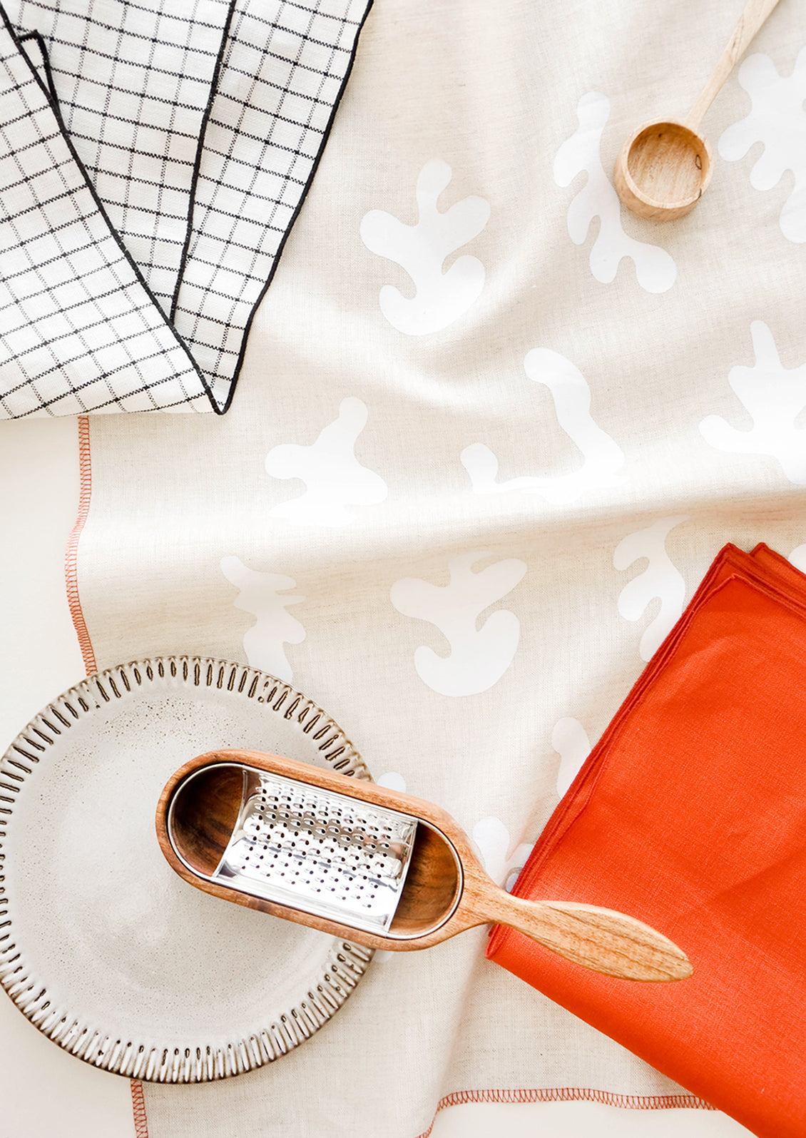 Assorted Kitchen Textiles & Wooden Utensils - LEIF