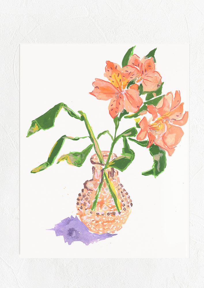 An illustrated art print of astro flowers in a vase.