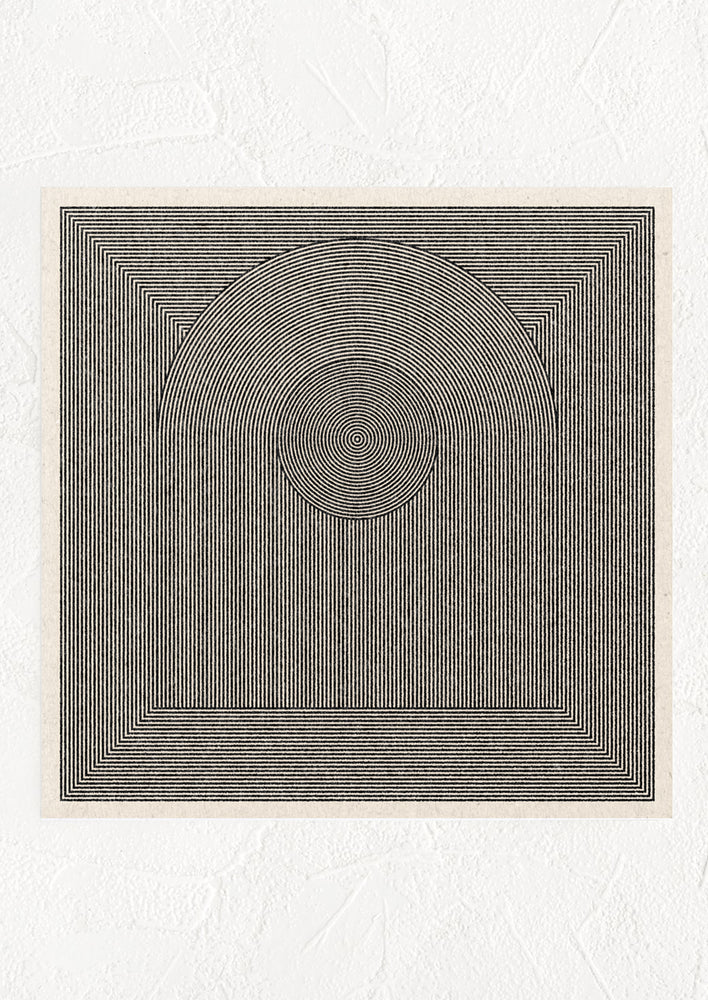 A square digital art print with monochrome geometric fine line image.