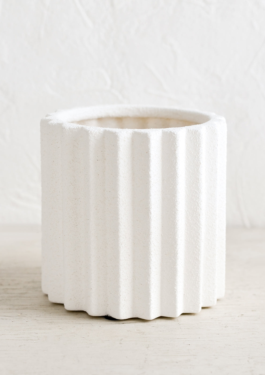 matte white plant pot Basilica White Fluted Matte Ceramic Planter