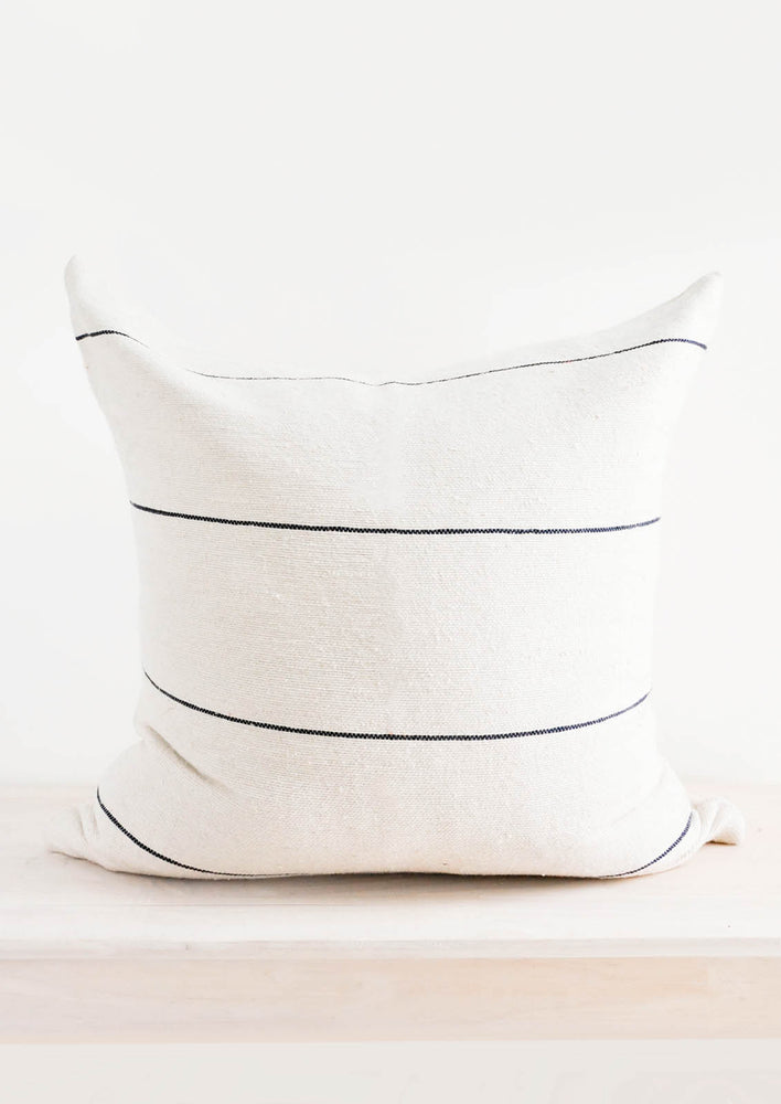 1: Soft Cotton Throw Pillow in Natural with Thin Black Lines