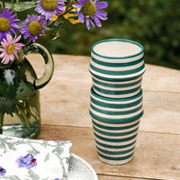 3: Two moroccan Beldi cups in striped teal ceramic.