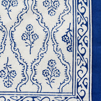 2: A blue and white floral block printed textile.