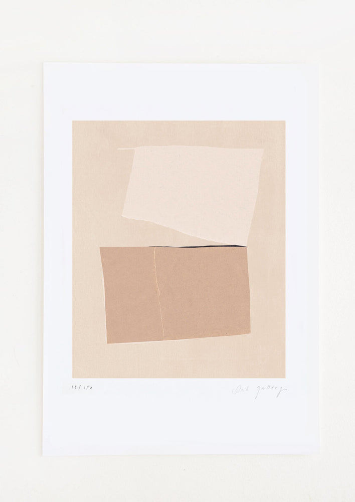1: An abstract art print featuring a composition in tones of beige and brown.