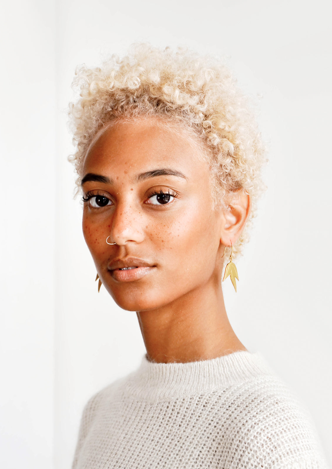 Brass Eucalyptus Earrings in - LEIF