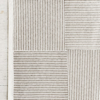Natural / Khaki: Block printed cotton placemats with boxed stripe pattern in khaki.