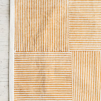 Natural / Ochre: Block printed cotton placemats with boxed stripe pattern in ochre.