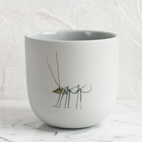 Large / Ant / Grey: A large pastel grey porcelain cup with ant sketch.